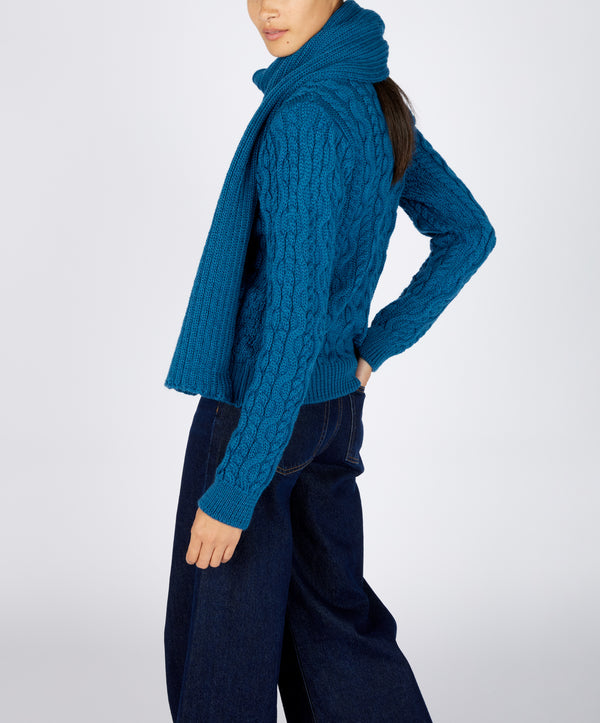 Irelands Eye Ribbed Merino Scarf Sapphire Marl