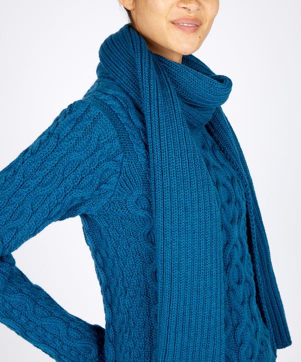 irelands eye Ribbed Merino Scarf Sapphire Marl