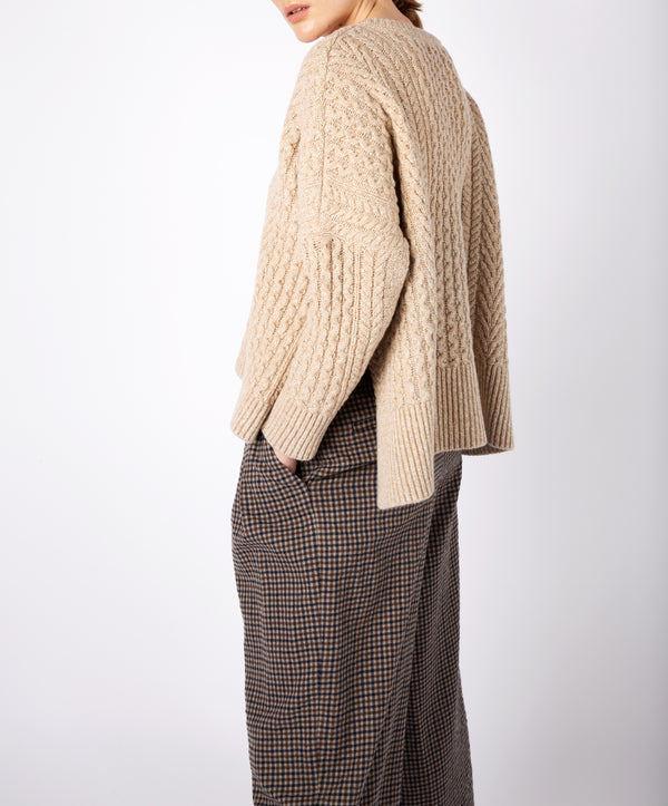 Irelands Eye Sorrell Cropped Aran Sweater Seashell