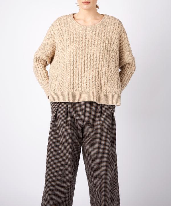 irelands eye Sorrell Cropped Aran Sweater Seashell