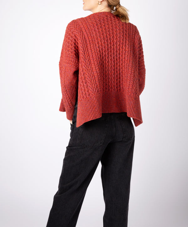 Irelands Eye Sorrell Cropped Aran Sweater Sunset
