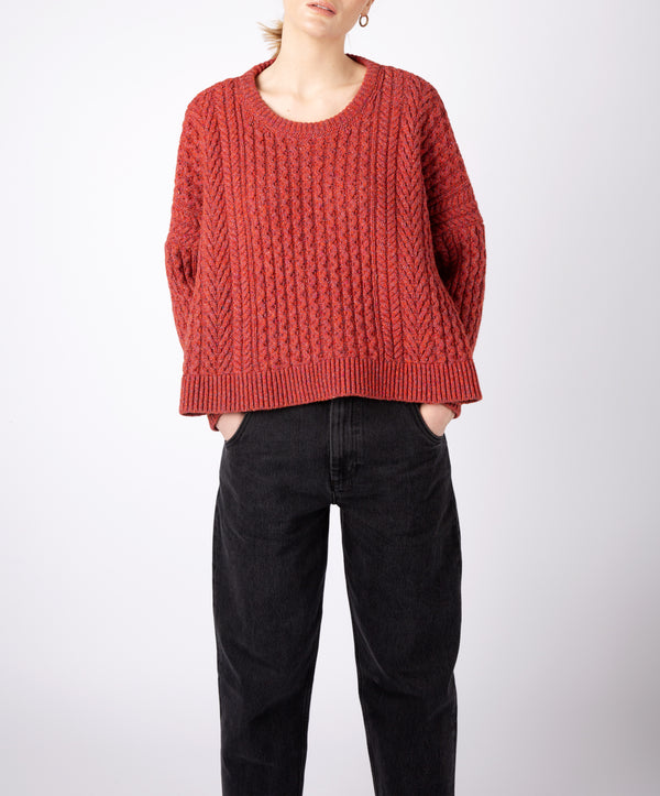 irelands eye Sorrell Cropped Aran Sweater Sunset