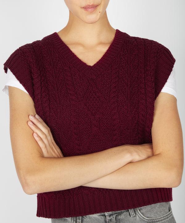 Irelands Eye Sweetpea V-Neck Diamond Vest Claret