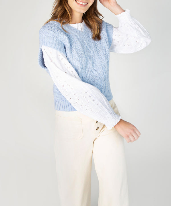 Irelands Eye Sweetpea V-Neck Diamond Vest Ice Blue