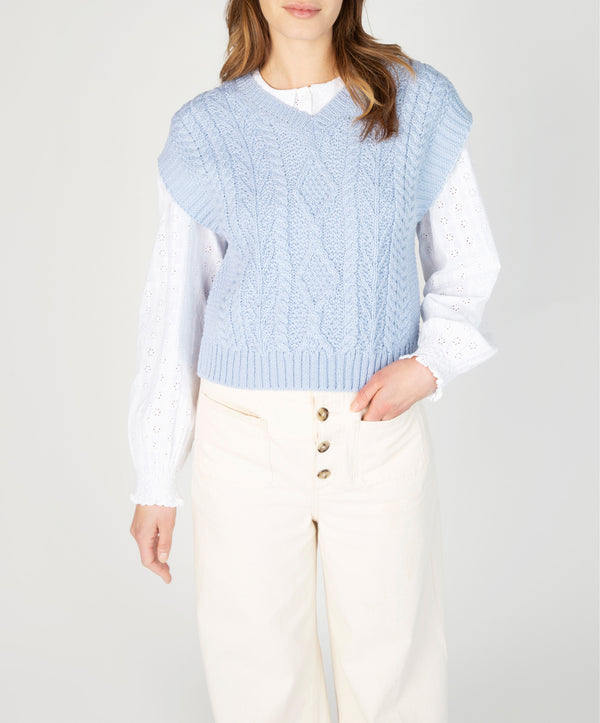 Irelands Eye Sweetpea V-Neck Diamond Vest Ice Blue