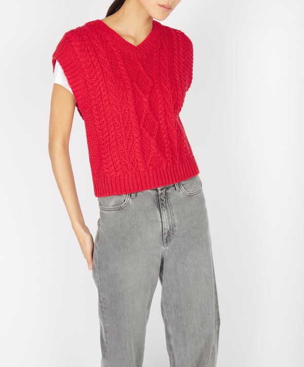 Irelands Eye Sweetpea V-Neck Diamond Vest Scarlet