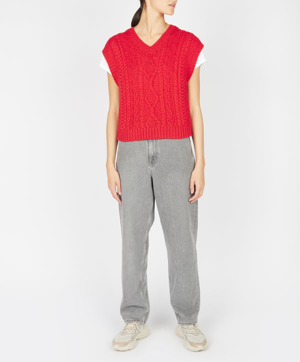 irelands eye Sweetpea V-Neck Diamond Vest Scarlet