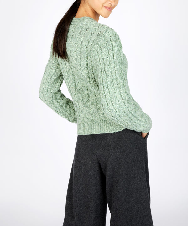 Irelands Eye The 'Dana' Cable Crew Neck Sage Marl