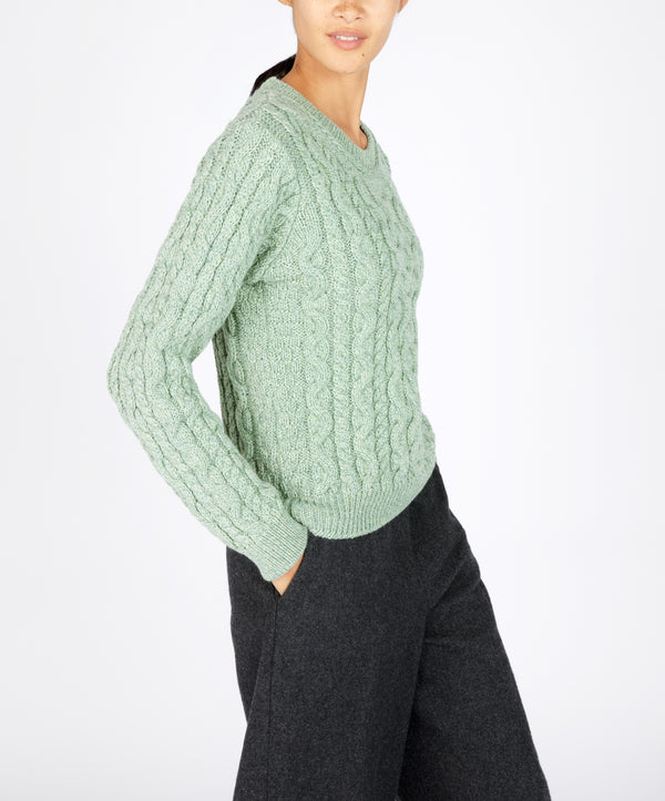 Irelands Eye The 'Dana' Cable Crew Neck Sage Marl