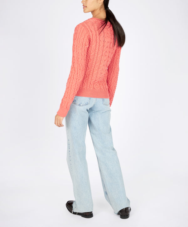irelands Eye The 'Dana' Cable Crew Neck Salmon