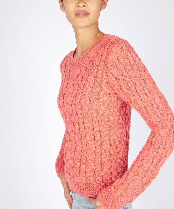 irelands Eye The 'Dana' Cable Crew Neck Salmon