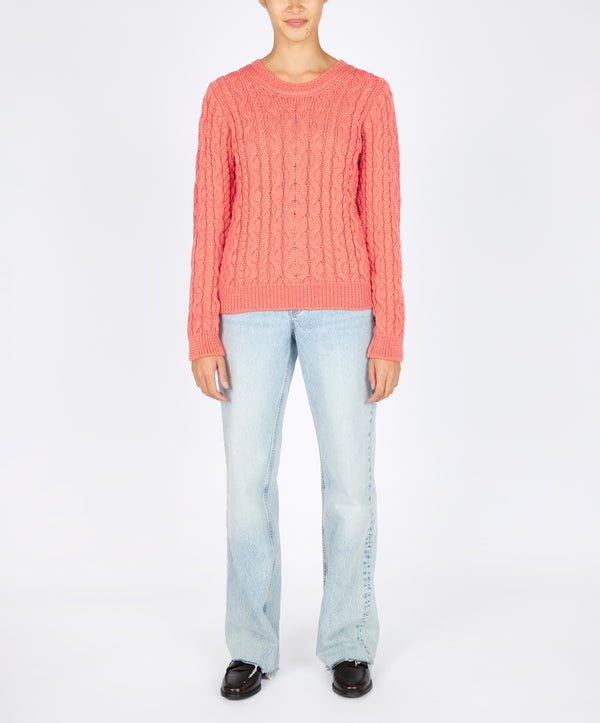 irelands eye The 'Dana' Cable Crew Neck Salmon