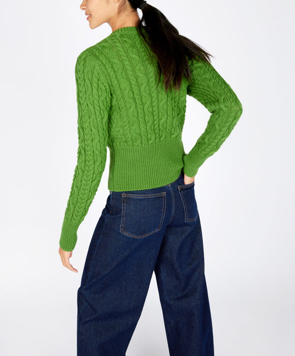 Irelands Eye The 'Elva' Cropped Cardigan Moss