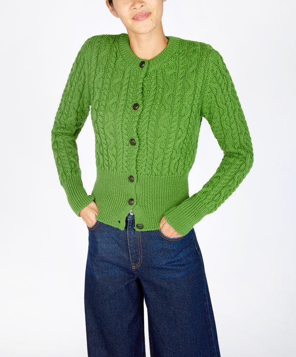 Irelands Eye The 'Elva' Cropped Cardigan Moss