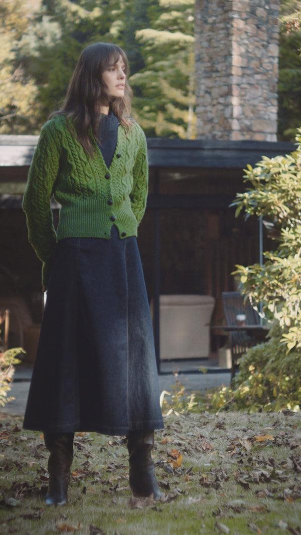 Irelands Eye The 'Elva' Cropped Cardigan Moss