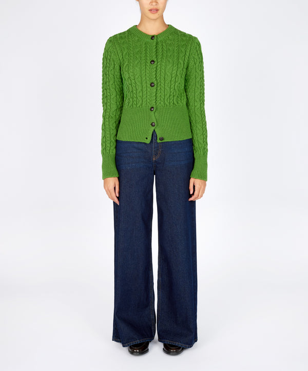 irelands eye The 'Elva' Cropped Cardigan Moss