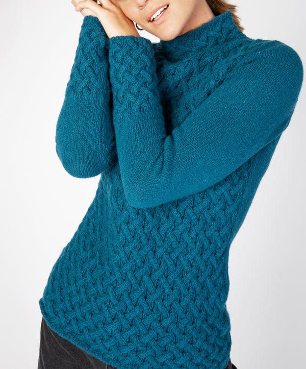 Irelands Eye Trellis Sweater Teal Harbour