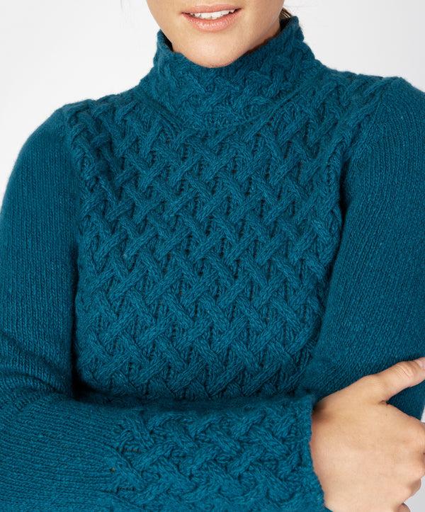 Irelands Eye Trellis Sweater Teal Harbour