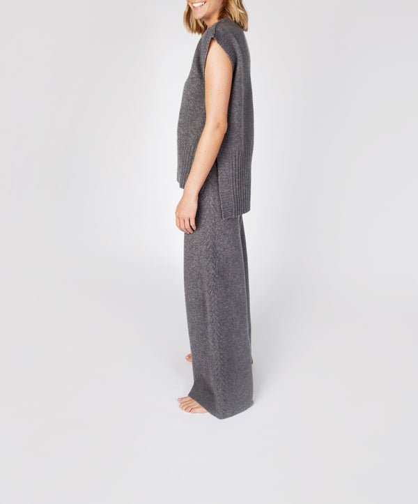 Irelands Eye Wide Leg Jersey Trousers Smoke
