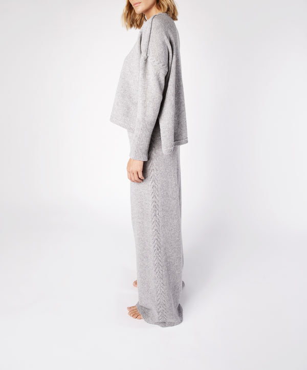 irelands eye Wide Leg Jersey Trousers Soft Grey