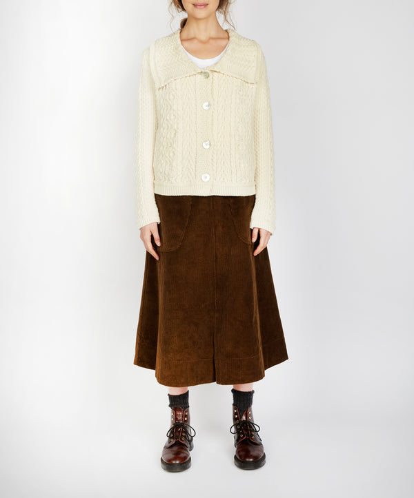 irelands eye Willow Cropped Aran Cardigan Natural
