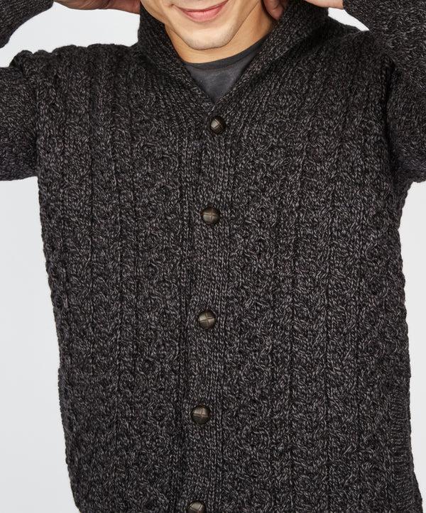 Irelands Eye Woodford Aran Cardigan Anthracite