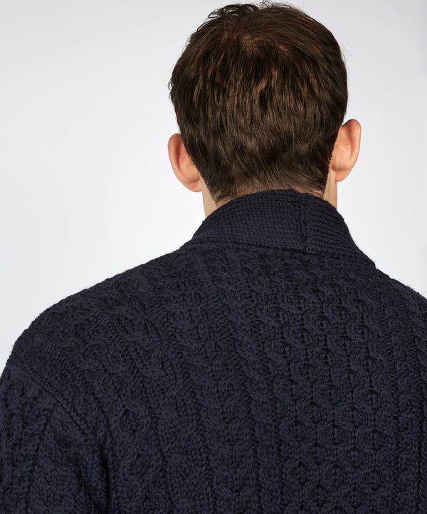 Irelands Eye Woodford Aran Cardigan Navy