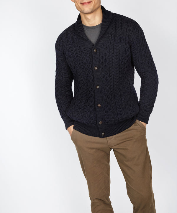 irelands eye Woodford Aran Cardigan Navy