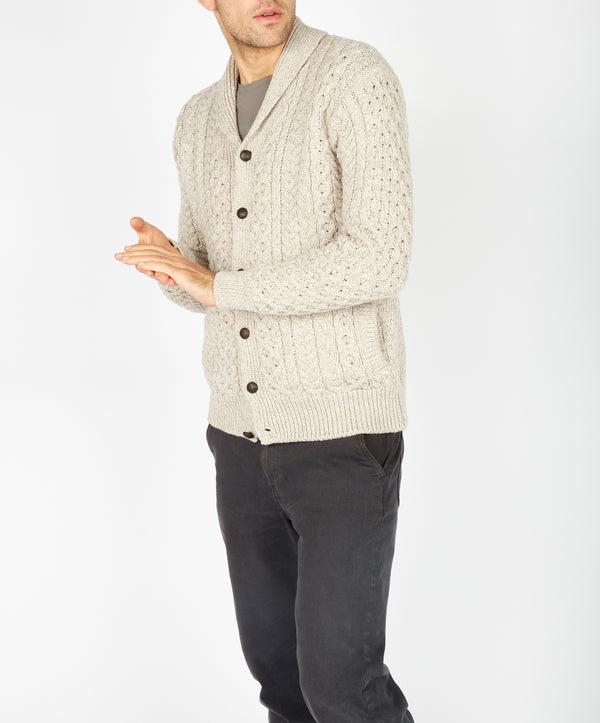 Irelands Eye Woodford Aran Cardigan Stone Marl