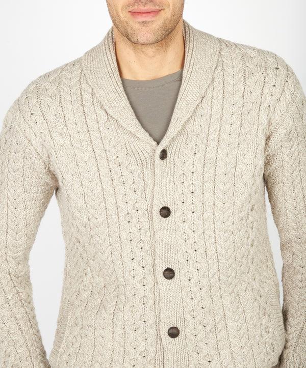 Irelands Eye Woodford Aran Cardigan Stone Marl