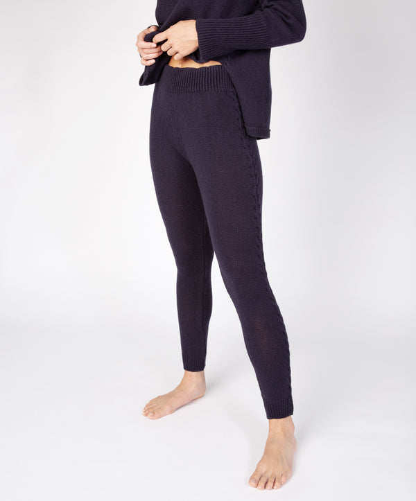Irelands Eye Jersey Cable Detail Leggings Midnight Blue