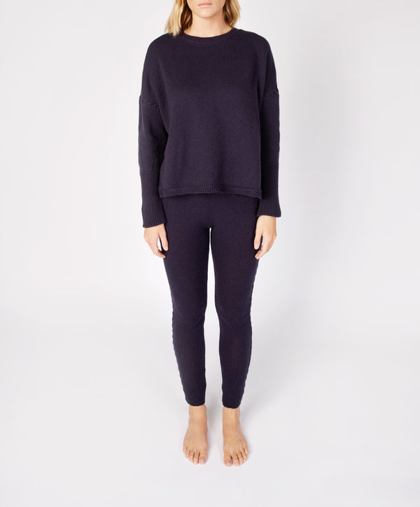 irelands eye Jersey Cable Detail Leggings Midnight Blue