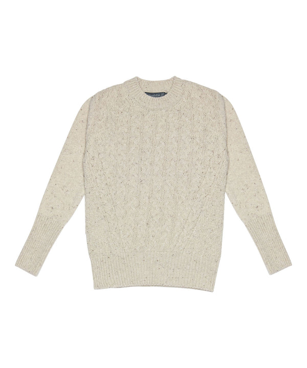 irelands eye Kilcrea Cable Round Neck Sweater Chalkstone