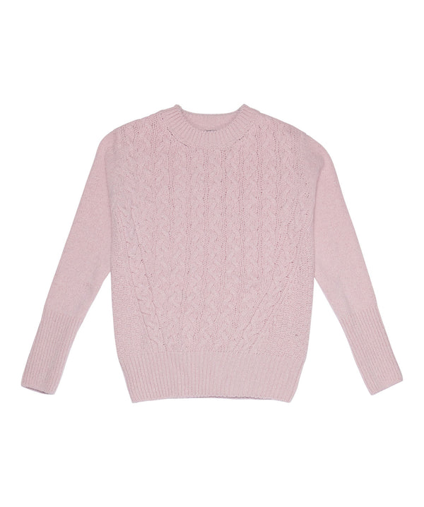 irelands eye Kilcrea Cable Round Neck Sweater Pink Mist