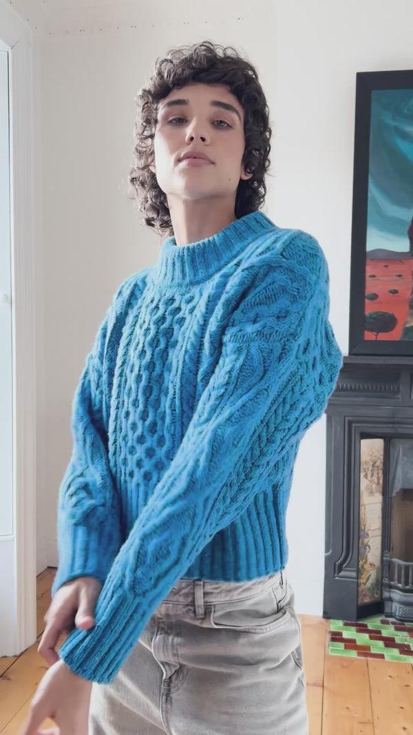 Irelands Eye Liberty Diamond Crew Neck Forget-Me-Not Blue