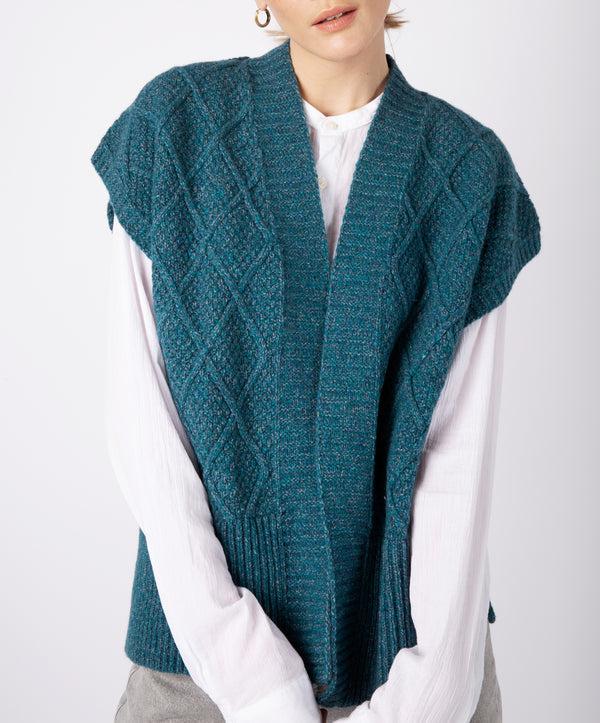 Irelands Eye Nettle' Diamond Pattern Vest Aquamarine