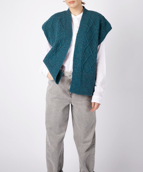 irelands eye Nettle' Diamond Pattern Vest Aquamarine