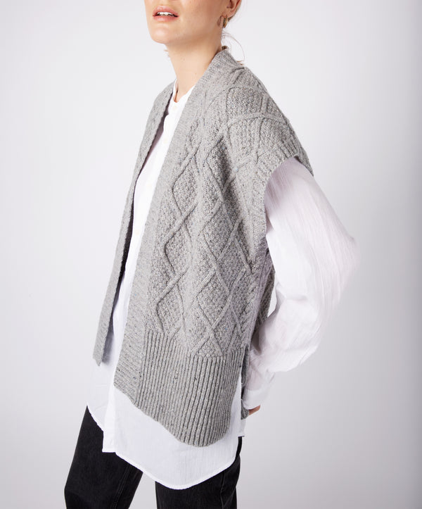 Irelands Eye Nettle' Diamond Pattern Vest Pearl Grey
