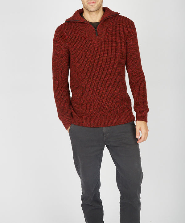 irelands eye Owenroe Ribbed Troyer Sweater Sable Marl
