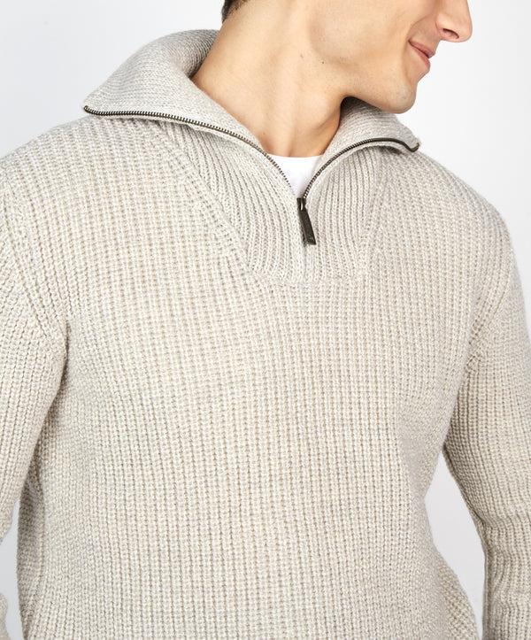 Irelands Eye Owenroe Ribbed Troyer Sweater Silver Marl
