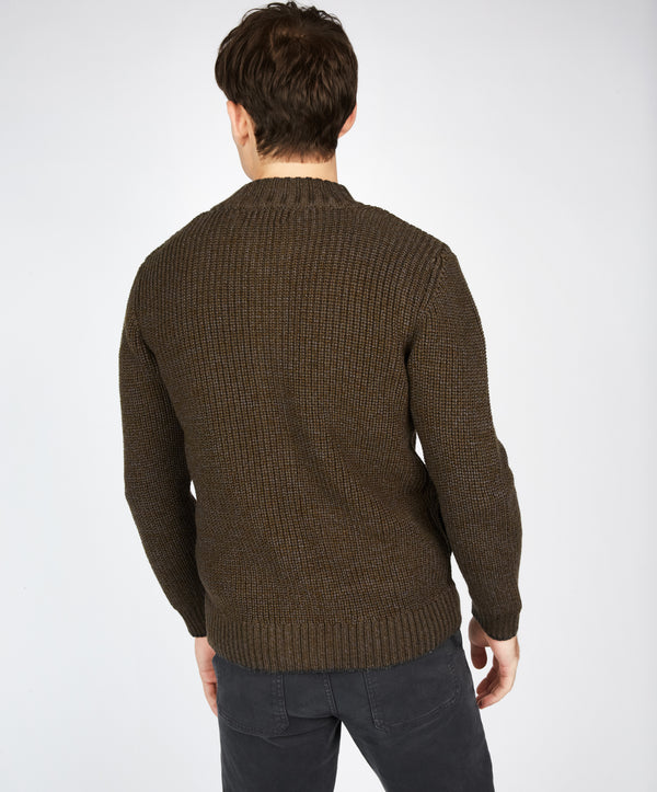Irelands Eye Rockbrook Zipped Ribbed Cardigan Forest Marl