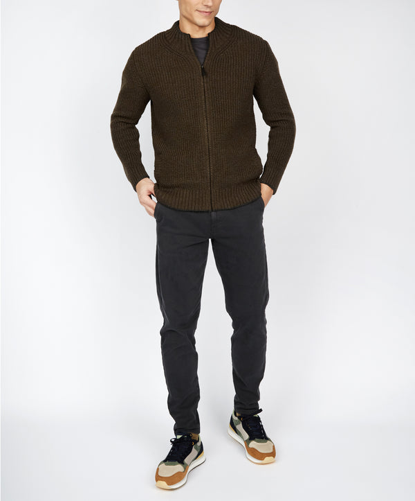 irelands eye Rockbrook Zipped Ribbed Cardigan Forest Marl