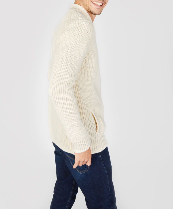 Irelands Eye Rockbrook Zipped Ribbed Cardigan Natural