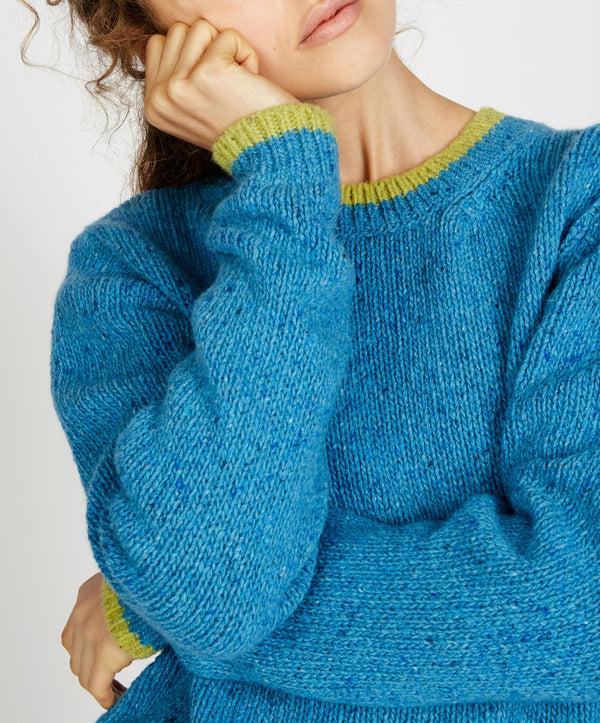 Irelands Eye Slaney Crew Neck Sweater Forget Me Not Blue