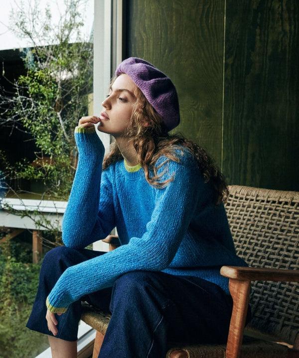 Irelands Eye Slaney Crew Neck Sweater Forget Me Not Blue