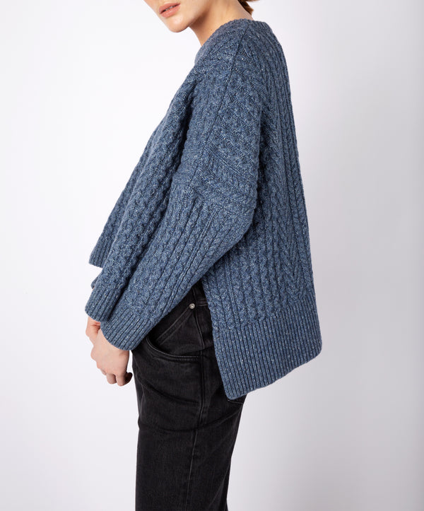 Irelands Eye Sorrell Cropped Aran Sweater Sea Spray
