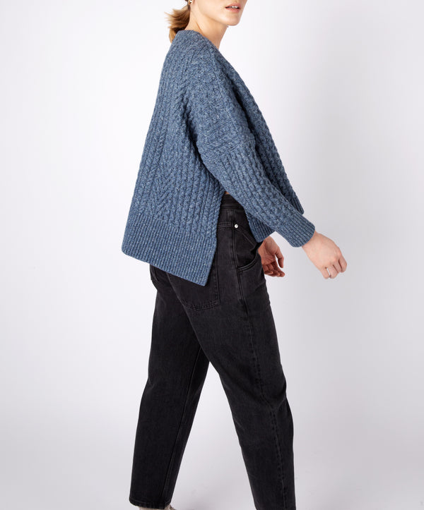 Irelands Eye Sorrell Cropped Aran Sweater Sea Spray