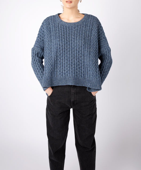 irelands eye Sorrell Cropped Aran Sweater Sea Spray