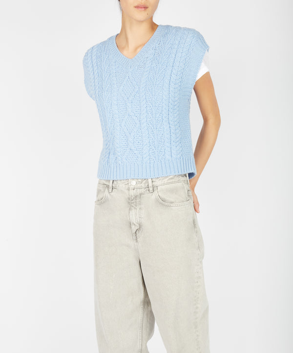 Irelands Eye Sweetpea V-Neck Diamond Vest Morning Sky
