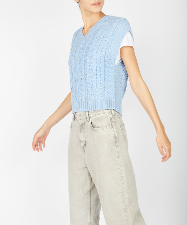 Irelands Eye Sweetpea V-Neck Diamond Vest Morning Sky